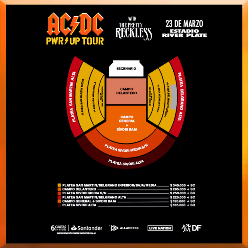 Precios y lugares para disfrutar de los shows de AC/DC
