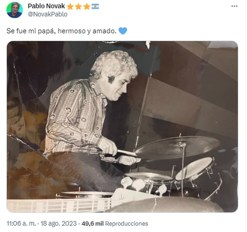 Pablo Novak despidió a su padre, Chico Novarro.