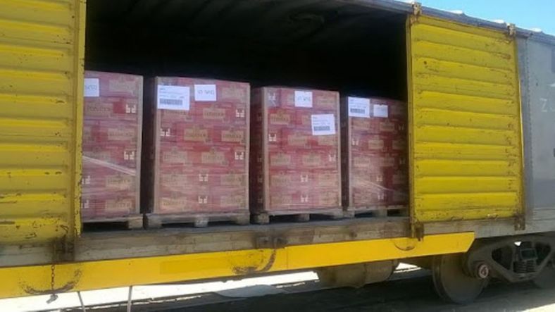 El tren de carga volvió en San Juan para el envío de vino