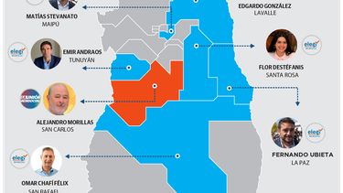 el mapa de las primeras intendencias definidas en mendoza