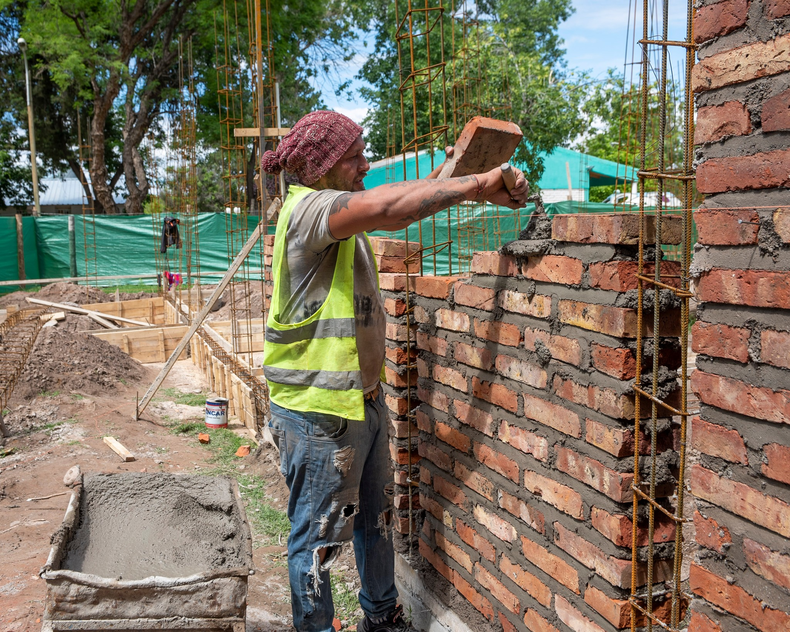 Obra en construcción del Jardín Maternal en Rivadavia.