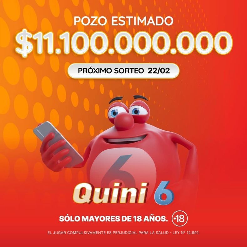 El extraordinario pozo del Quini 6 se sortea el próximo domingo 22 de febrero de 2026