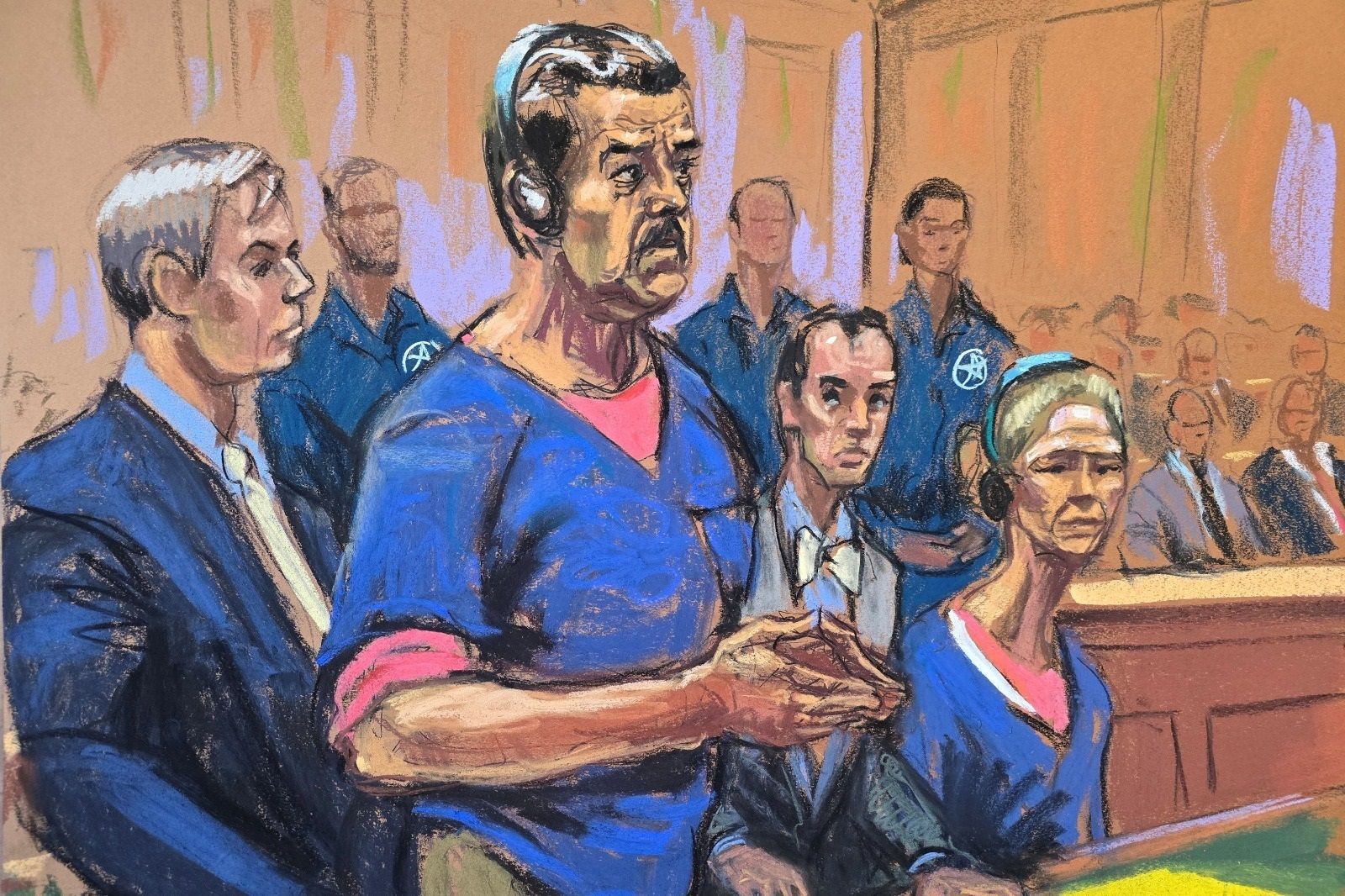 El primer retrato de Nicolás Maduro, durante la audiencia en los tribunales de Nueva York.