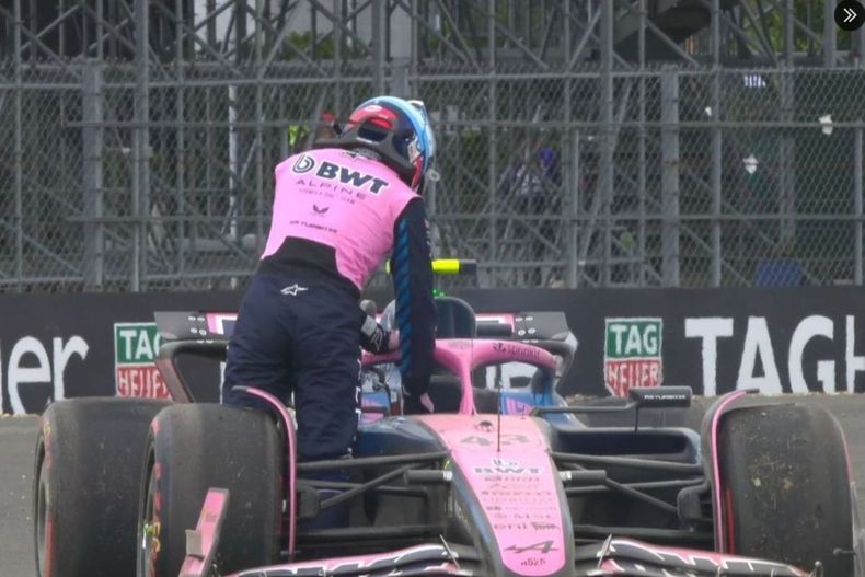 Colapinto, pocos minutos después de su accidente en la clasificación del GP de Gran Bretaña