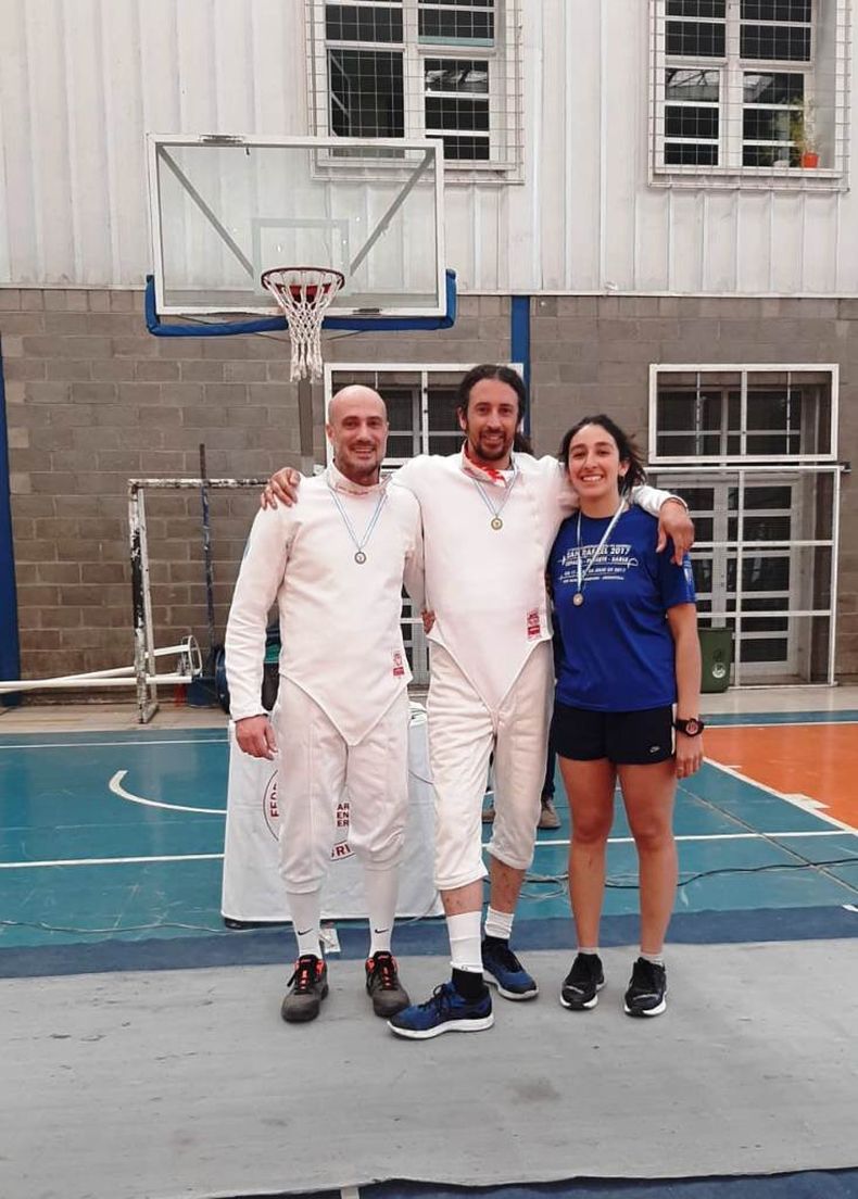 Esgrima. Los referentes, Andrés Damico, Guido Jowsa y Ana Lombardo.