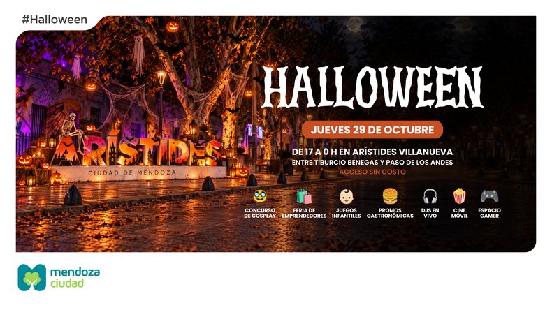 La Ciudad de Mendoza invita a celebrar la segunda edición de Halloween en Arístides.  