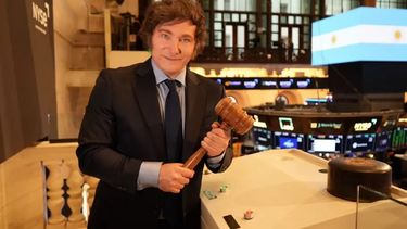 Javier Milei en Wall Street que ahora celebra su triunfo. Javier Milei en Wall Street que ahora celebra su triunfo.