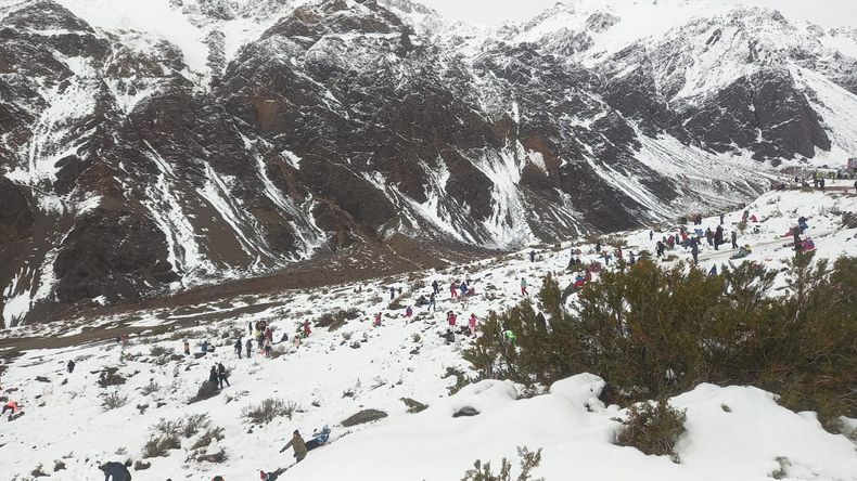 La zona de Polvaredas recibió a los amantes de la nieve.