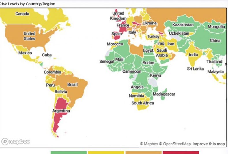 Mapa Argentina en rojo