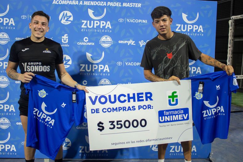 Los campeones de 1era categoría de Pádel caballeros, Valentino Acosta - Farid Sat.