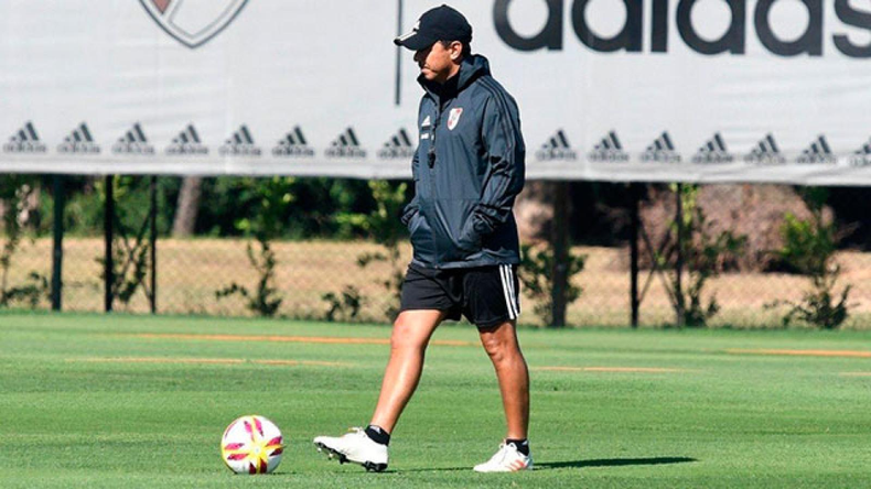 Marcelo Gallardo y su última práctica en el River Camp.