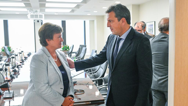 Sergio Massa y Kristalina Georgieva al final de la reunión bilateral de ayer.
