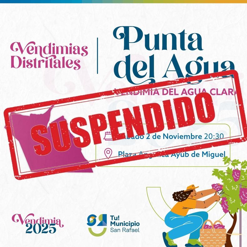 Atención: queda suspendida la vendimia de Punta del Agua en San Rafael