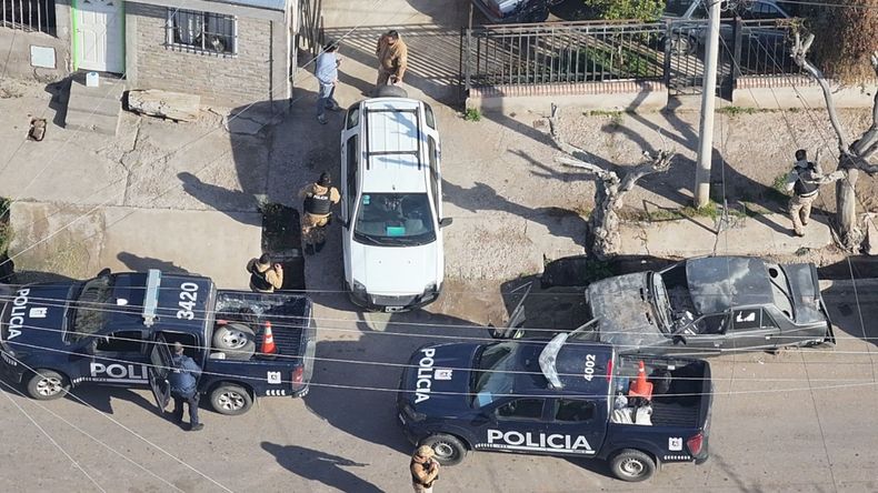 El allanamiento en Las Heras fue monitoreado por personal de VANT (Vuelo Aéreo no Tripulado)