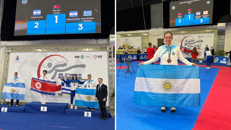 Orgullo argentino: Josefina brilló en su categoría y subió al podio en la Copa del Mundo de Taekwondo.