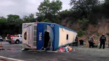 El colectivo de Andesmar fue embestido por el camión y volcó.&nbsp;