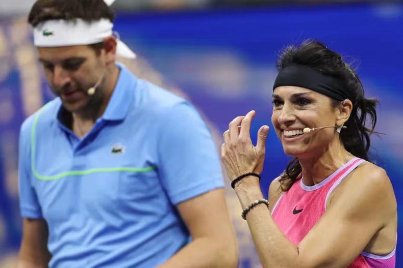 Gabriela Sabatini y Juan Martín Del Potro la rompieron en el partido de exhibición, previo al US Open