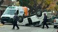 Impresionante choque y vuelco de una camioneta en Las Heras Impresionante choque y vuelco de una camioneta en Las Heras