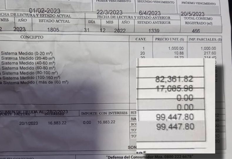 Imagen de una de boletas con incremento