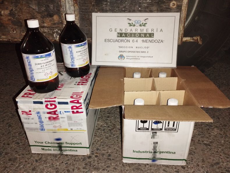 El ácido descubierto por Gendarmería Nacional Argentina en Mendoza. El ácido descubierto por Gendarmería Nacional Argentina en Mendoza.