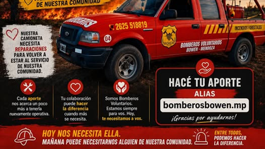 Bomberos de Bowe en General Alvear piden colobaricón la comunidad para reparar un vehículo.