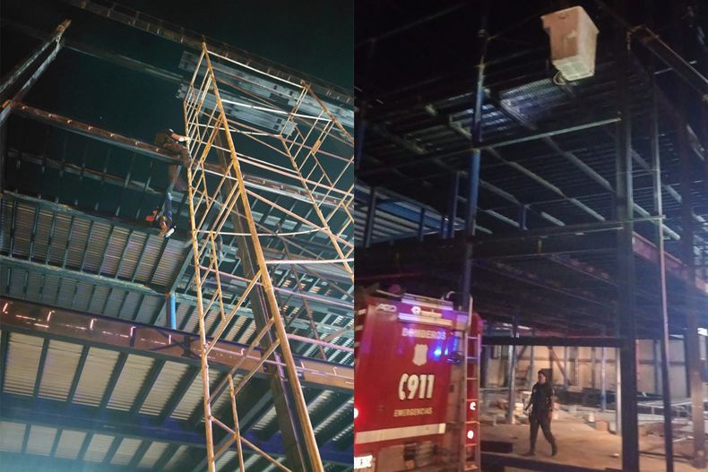 San Rafael: un joven ebrio subió a 35 metros y debió ser rescatado por policías y bomberos.